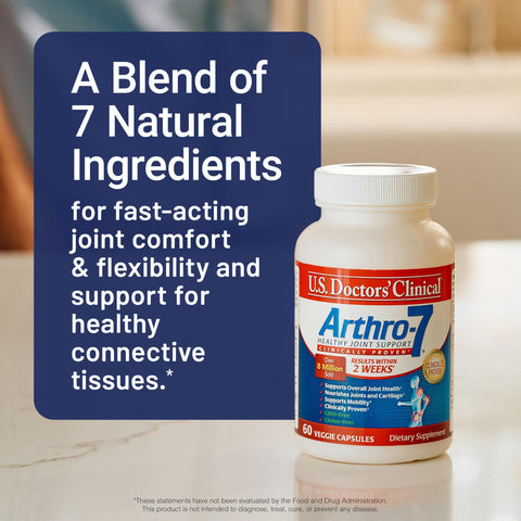 Joint Support That Feels Legit With Turmeric MSM Collagen And Bromelain For Better Flexibility Mobility And Strong Cartilage Clinically Proven 60 Capsules 15 Or 30 Day Supply supplement bottle on table.