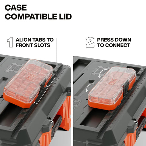 MODbox Medium Deep Tool Box With Beefy Heavy Duty Organizer Removable Tray shown with case compatible lid in two-step attachment