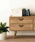 Wooden dresser with Vintage Look Bail Drawer Pull 2.5 Inch Center To Center Dark Antique Bronze Cabinet Handle installed