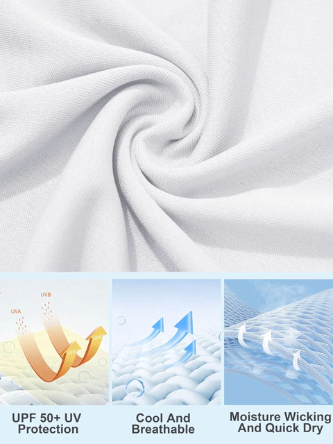 Close-up of fabric texture for Women's Long Sleeve Rash Guard Shirt With UV 50 Plus Protection, highlighting moisture wicking.