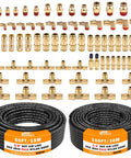 Brass DOT Air Line Fittings Kit With 100 Ft 1/4 In And 50 Ft 3/8 In Air Lines Push Lock Quick Connect NPT Fittings Pneumatic