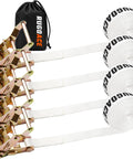 4 Pack Heavy Duty 1 Inch By 10 Foot Endless Ratchet Tie Down Straps Locked In Tough For Secure Hauling With 2500 Pounds Breaking Strength And No Slip Grip with hooks and storage bag