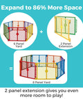 2 Panel Extension For Superyard Playpens Adds Extra Space To Your Baby Play Yard From 6 To 8 Panels Expands To About 7 Feet Across 65.5 Inch Length Colorplay