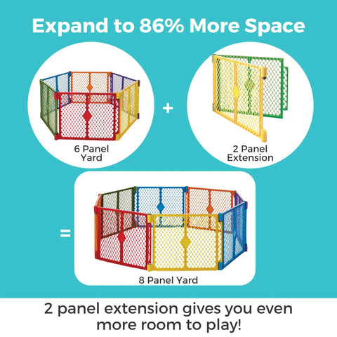 2 Panel Extension For Superyard Playpens Adds Extra Space To Your Baby Play Yard From 6 To 8 Panels Expands To About 7 Feet Across 65.5 Inch Length Colorplay