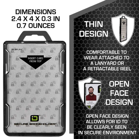 RFID Blocking Secure Badge Holder Duolite 2 Card ID Holder Polycarbonate design details and dimensions
