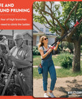User trimming tree with Two In One Cordless Pole Pruner With 15 Ft Reach Brushless Motor Dual 2000mAh Batteries 30 Mm Cutting Capacity