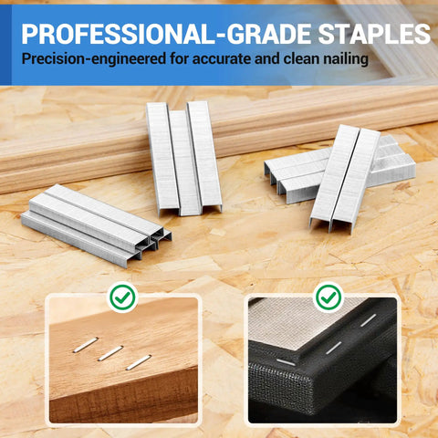 Heavy Duty 22 Gauge JT21 Staples 1/4 Inch Length With 7/16 Inch Crown 1600 Count Pack Galvanized Fine Wire For Staple Guns on wood and fabric.
