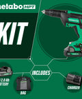 Cordless Drywall Screw Gun Kit With 18V MultiVolt Power Two 2.0Ah Batteries Charger And Bag Delivers 0 To 5000 RPM