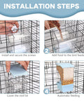Installation steps for No Sweat Hassle Free Automatic Bird Feeder With Green Comfort Perch For Cage.