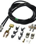 High Performance Parking Brake Cable Kit For Disc Brake Systems, Durable Auto Part with components displayed on white background.