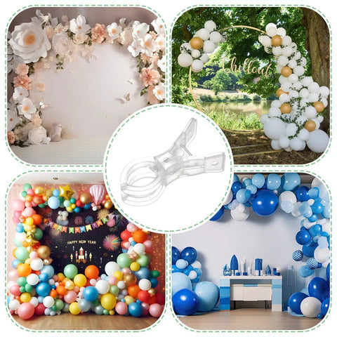 Go-To 10 Pack Large Balloon Arch Clips 3.5 Inch Transparent Spring Clamps for Balloon Arches Backdrops Crafts Heavy Duty Holders