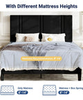 Queen Platform Bed Frame With Adjustable Velvet Headboard And Ultra Comfy Upholstery For Your Chilled Bedroom Sanctuary showing mattress height options.