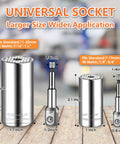 Universal Socket Wrench Set With Three Eighths Inch Ratchet And Drill Adapter Chrome Vanadium Steel Repair Tool Kit sizes