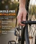 Close-up of hand installing 1 Pair Front And Rear Bicycle Solid Axle Set With 14cm Front And 18cm Rear Shafts on bike