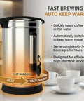 Heavy Duty 120 Cup Coffee Urn With 18 Liter Stainless Steel Construction Electric Hot Beverage Dispenser Auto Keep Warm