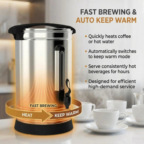 Heavy Duty 120 Cup Coffee Urn With 18 Liter Stainless Steel Construction Electric Hot Beverage Dispenser Auto Keep Warm