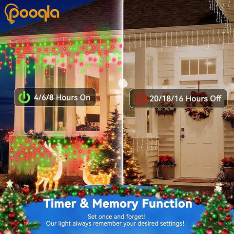 Color Changing Icicle Lights With Remote, 35 Color Modes, 300 LED 48Ft RGB Waterproof Hanging String Lights For Roof