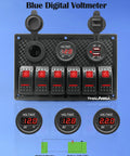 Beefed Up 6 Gang Boat Rocker Switch Panel Waterproof Marine DC 12V LED Illuminated Switches With Digital Voltage Display