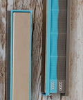 Top view of Diamond Stones Pack For Knife Sharpening 2200 And 3000 Grit, two stones on wooden surface