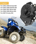 ATV riding on rocky terrain with Front Differential Lock Servo Motor Replacement For Grizzly 660, Kodiak 450, Rhino 660 And Rhino 450 ATVs - 5KM-4616A-02-00 displayed