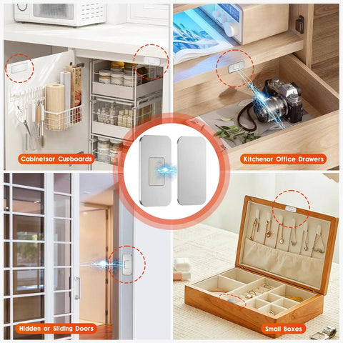 10 Pack Ultra Thin Magnetic Cabinet Door Catch Set With Double-Sided Adhesive Stainless Steel Latches used in cabinets and drawers