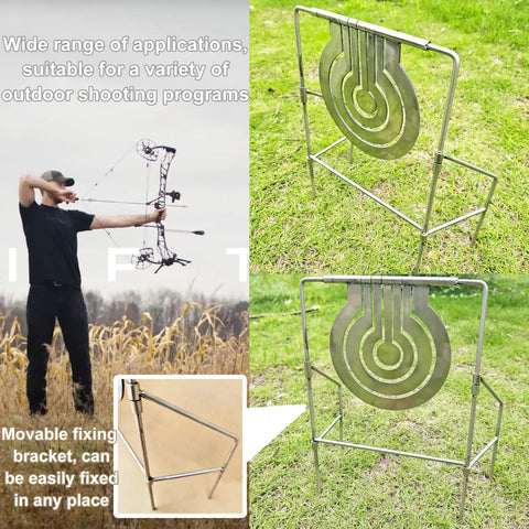 Quad Ring Rotating Target For Slingshot And Air Gun Practice, Heavy Duty Stainless Steel Gong With Auto Reset set outdoors