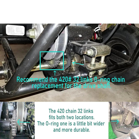 Drive Chain 420 32 Link For Coleman CK196 T 196cc Go Kart Jackshaft Replacement installed on KT196 torque-a-verter system