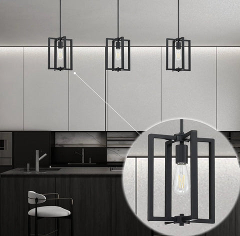3 Pack 1 Light Farmhouse Rustic Vintage Chandelier Hanging Industrial Ceiling Fixture For Kitchen Island, Dining Room