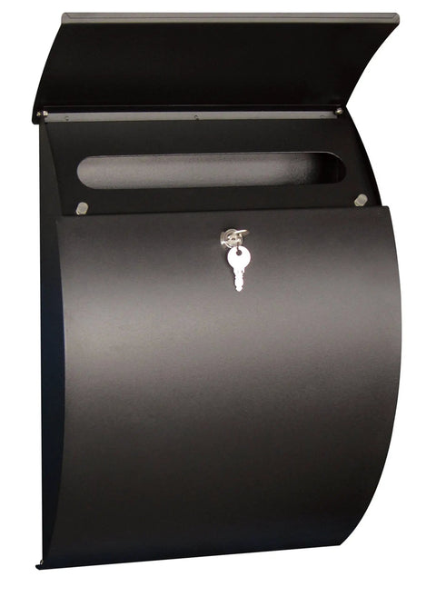 Locking Wall Mount Mailbox For Home, Large 18x13x5, Weatherproof Steel, Secure Lock, Rustproof Letter Box, Modern Black Finish, Rockin Mail Space For Envelopes, Legal Docs, And Small Parcels, Easy Mount