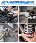 Heavy Duty Adjustable C Spanner Wrench Set in use for automotive and plumbing maintenance applications.
