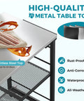 Close-up of Sturdy Folding Outdoor Grill Cart With Locking Wheels Ready To Roll 27 By 18 Inch Stainless Steel Top resist wear