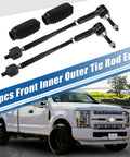 6 Piece Front Inner Outer Tie Rod Ends Kit For Ford Flex Taurus Lincoln MKS MKT Steering Suspension Upgrade Beefs Up Handling And Ride Quality Fits 2010 To 2016 Models, black steel tie rods and boots