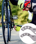 Cyclist using Adjustable Bike Derailleur Gauge For 12 Speed Electronic Drivetrains, featuring lightweight alloy construction.
