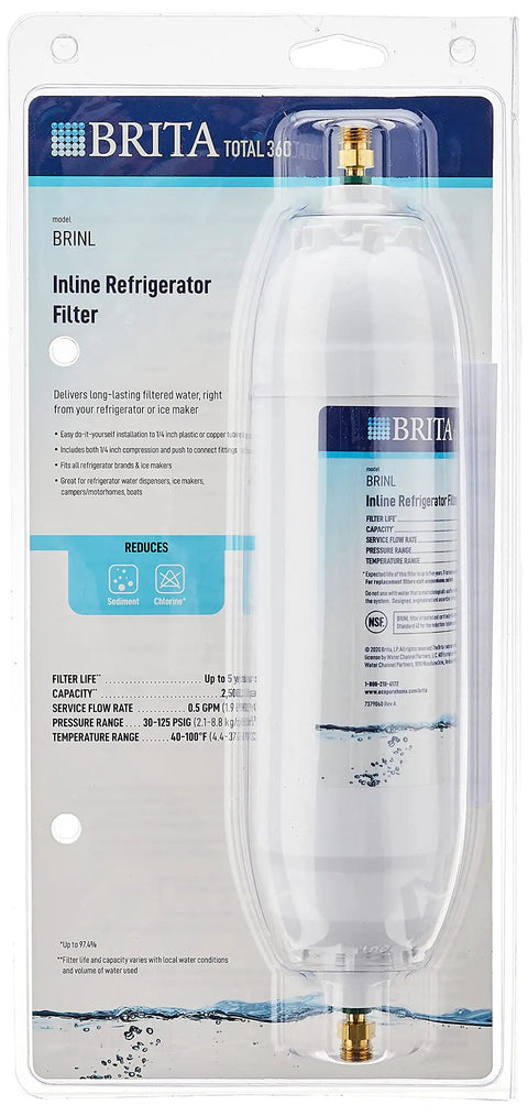 Total 360 Refrigerator Water Filter Inline Universal Filter With 1/4 Inch Compression And Push To Connect Fittings in packaging