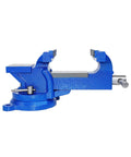 Heavy Duty 5 Inch Bench Vise With 360 Degree Swivel Locking Base Desktop Clamp, Replaceable Hardened Jaws, Cast Steel Frame in blue