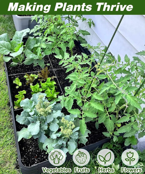 Tool Free Raised Garden Bed Kit 3x3x1ft For Outdoors Snap Together No Tools Needed Rustproof PP Planter with vegetables and herbs