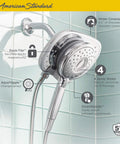 Spectra Duo 4 Function 2 In 1 Shower Head With Handheld Spray And AquaToggle Diverter Paddle, polished chrome finish