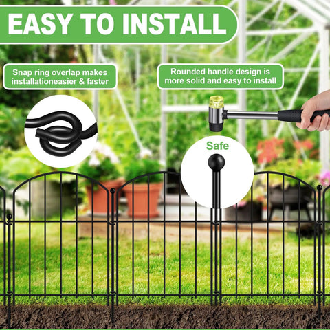 Rustproof 10 Pack Garden Fence Set, 17 Inch High Arched Metal Animal Barrier For Flower Beds, Rabbits And Dogs, Easy Install