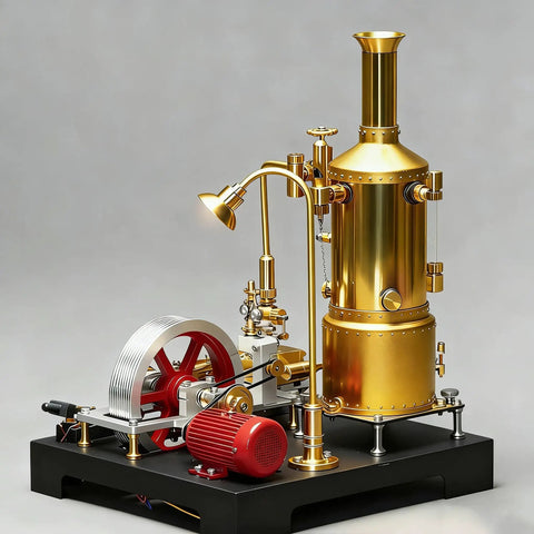 Darn Fine Brass DIY Steam Engine Kit Includes Legit Working Stationary Mill Motor durable stainless steel parts with flywheel and lamp stand.