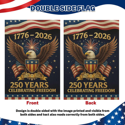 250th Anniversary USA Garden Flag For Outside 1776-2026 Patriotic Yard Sign Outdoor Banner Double Sided