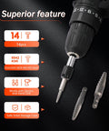 Fourteen Piece Spiral Screw Extractor Set With Tungsten Carbide Tip Scriber Pen Cobalt Left Hand Drill Bits in use with drill