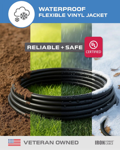 Beefy 100 Foot Outdoor Extension Cord With Three Outlets Weatherproof SJTW 16 Gauge 3 Conductor Cable on varied terrain