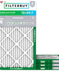 Front view of 12x24x1 MERV 8 Pleated Air Filter Replacement For Furnace AC And HVAC Systems, 4 pack, actual size 11.50 x 23.50 x 0.75 in