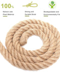 Rugged Heavy Duty Natural Jute Rope 1 Inch By 100 Feet Twisted Hemp Rope for DIY Crafts Gardening Bundling Climbing