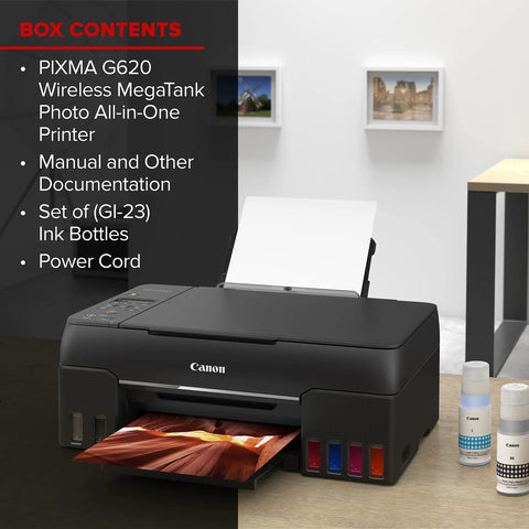 Wireless MegaTank Photo All In One Printer With Alexa Compatibility Smart Reorders Ink Refill No Fuss Print Copy Scan Black Finish