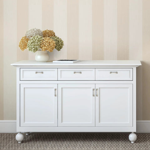 White cabinet with 30 Pack Solid 3 Inch Square Foot Arch Cabinet Pulls in Brushed Nickel Finish for kitchen cabinets and drawers.