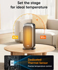 Quiet 1500W Space Heater With Remote, Oscillating 70 Degrees, Fast Heating, PTC Ceramic For Desk Office Bedroom on table