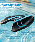 Hydrofoil Kickboard For Adults With Ergonomic Convex Design And Angled Cutouts in pool displaying its unique shape and features