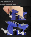 Heavy Duty Four And A Half Inch Tough As Nails Bench Vise With Multi Jaw Design clamping wood and pipe securely