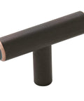 Oil Rubbed Bronze Cabinet Knob 1-15/16 Inch Length, contemporary bar pull style with warm copper highlights, front view.